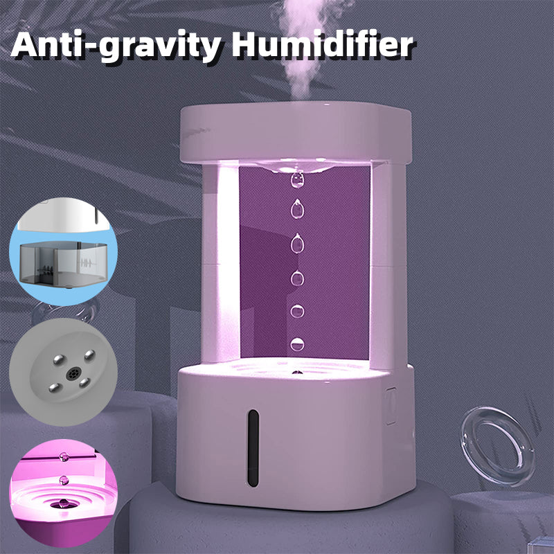 Humidificador creativo antigravedad con gota de agua, pulverizador de niebla para aire acondicionado, silencioso para dormitorio y oficina, con tanque de agua de 580 ml