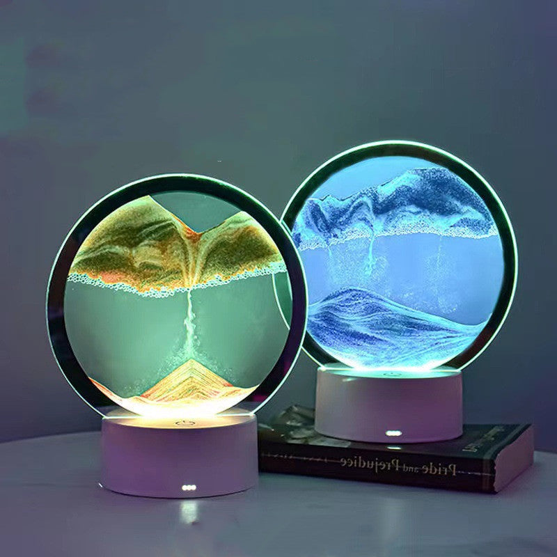 Lámpara de mesa creativa con arena movediza 3D para mesita de noche
