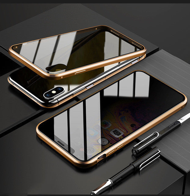 Anti-Peep Magnetic Privacy Glass Phone Case – Flip Style