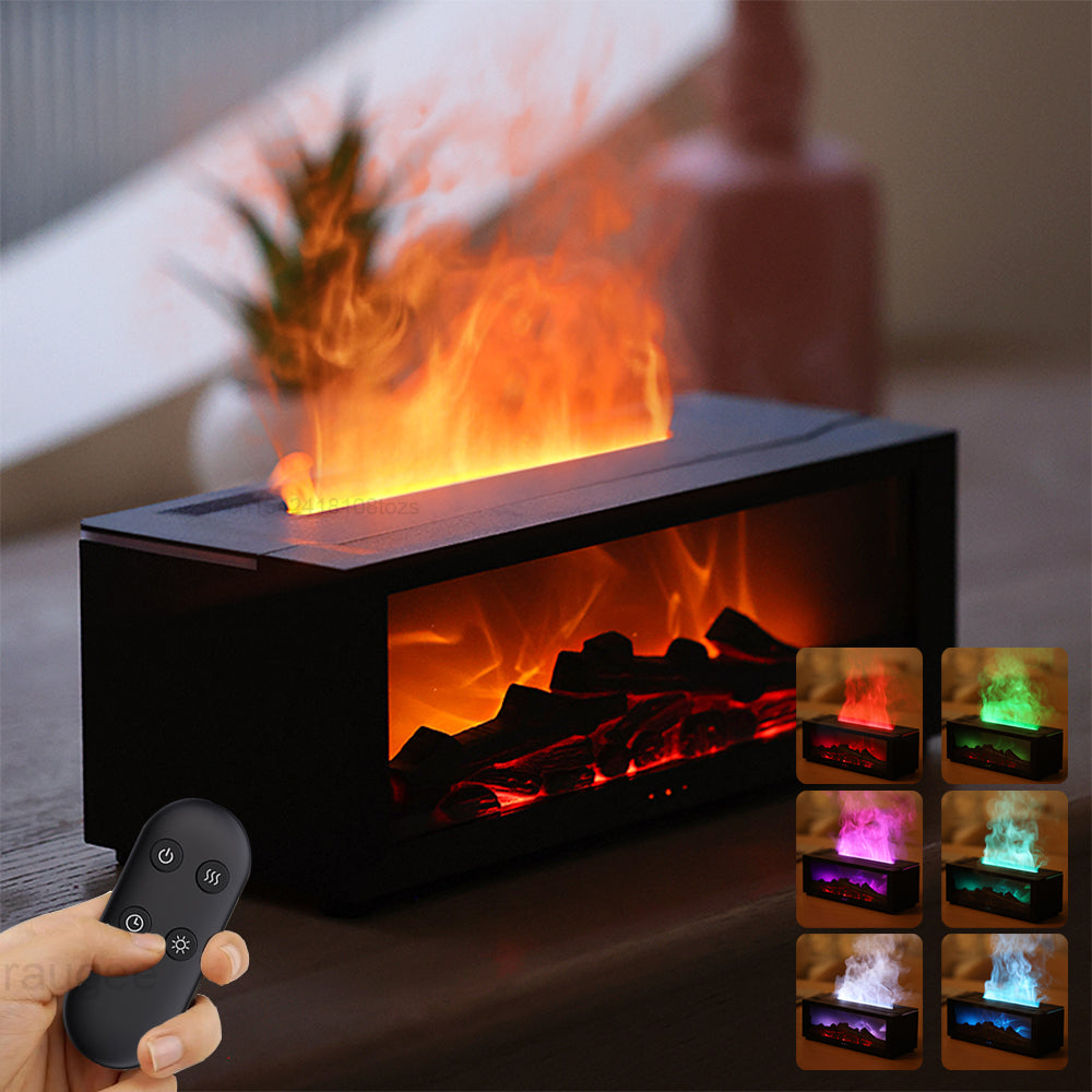 Nueva máquina de aromaterapia Flame Difusor de aceites esenciales de colores Humidificador de llama de gran volumen de niebla para el hogar Máquina de chimenea de llama 3D