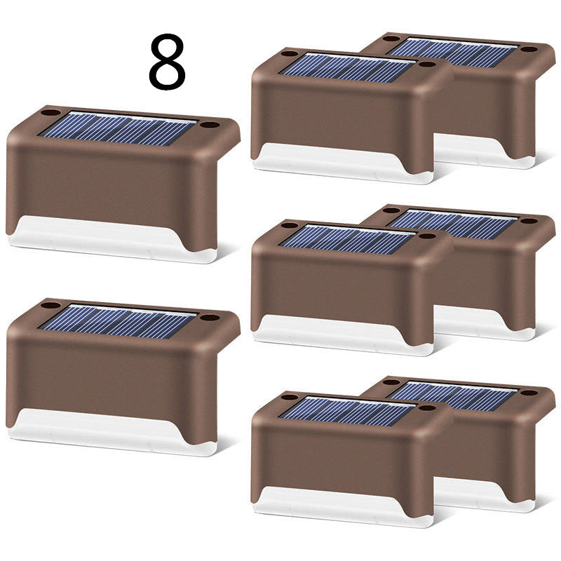 Nueva actualización Lámpara solar de valla LED impermeable Luces solares de cubierta Luz solar de paso al aire libre para escaleras de patio, camino de jardín, patio de paso