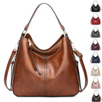 Brown hobo bucket bag with zipper and dual shoulder straps