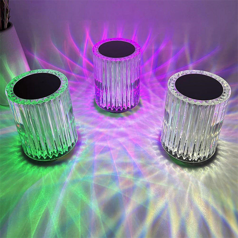 Lámpara de mesa de cristal Lámpara de ambiente Lámpara de noche pequeña con líneas creativas Luces LED