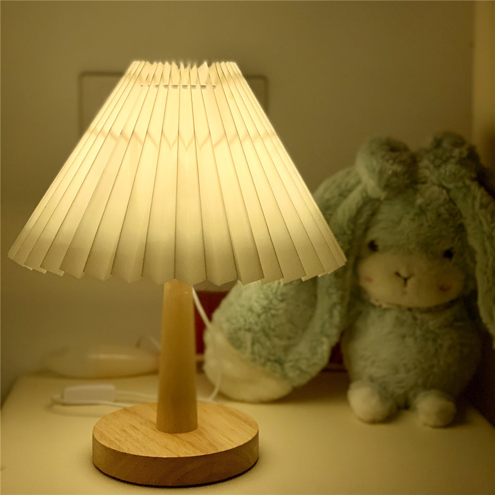 Lampe plissée vintage USB à intensité variable de style coréen avec perles LED blanc chaud ou jaune pour chambre à coucher, salon et décoration intérieure.
