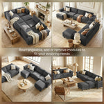 Sectional Sofa, L Shaped Couch with Deep Seat, Movable Ottoman and Pillow-top Armrests, Dark Gray