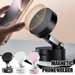 Magnetic car phone holder with foldable suction base and rotating circular mount