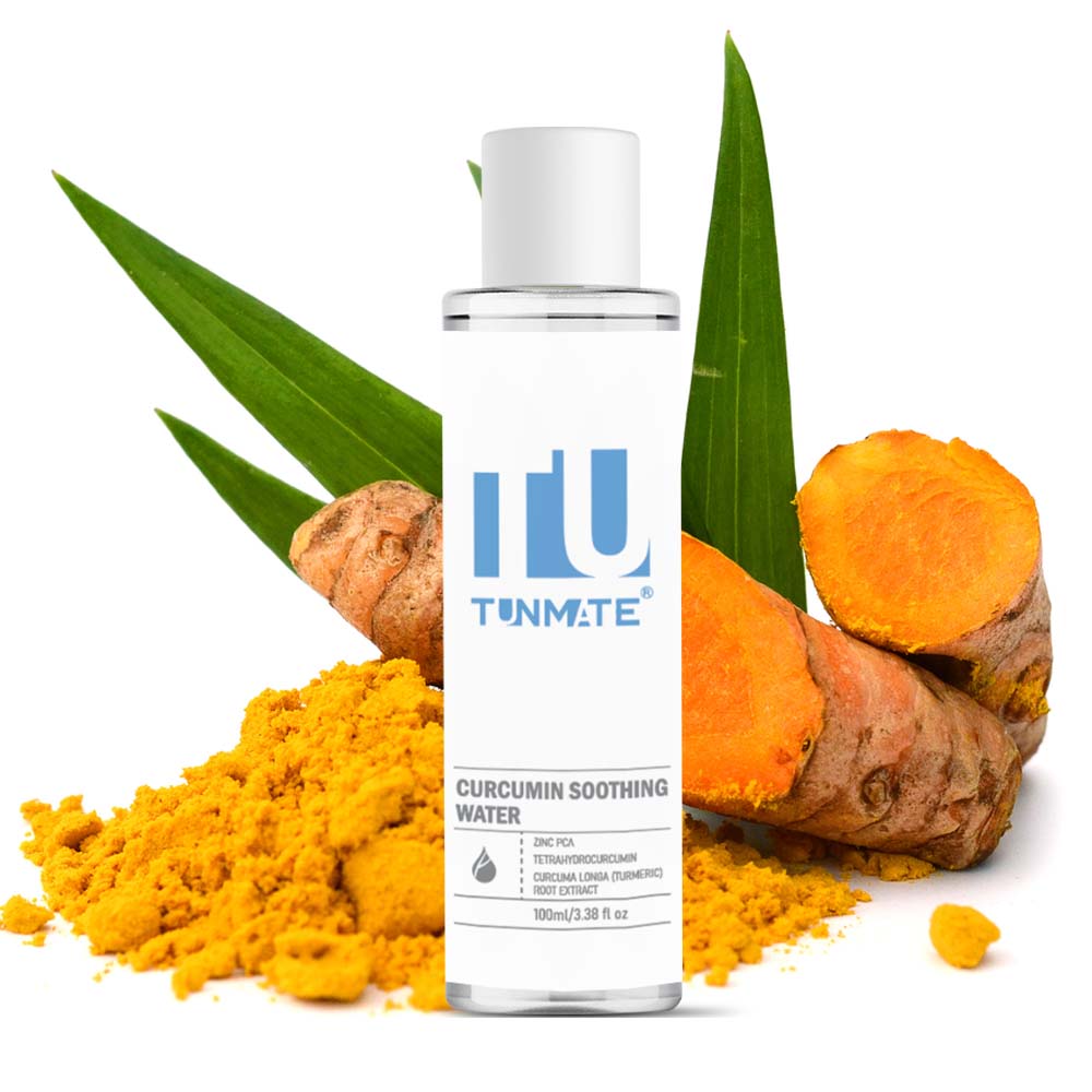 Tunmate turmeric toner bottle with white cap and silver ring, front label visible