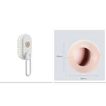 Electric steam pet brush with white handle and pink round steam nozzle