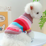 Colorful Stripes Pet Ring Sweater - Soft Comfort for Your Furry Friend