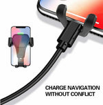 Car air vent phone holder with dual side clamps holding a smartphone on vent