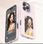Pink phone cases set showing different front display designs and triple camera cutouts