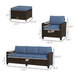 5-Piece PE Rattan Patio Furniture Set – Outdoor Sofa, Chairs & Stools, Coffee