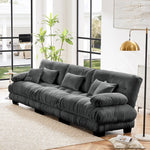 Sofá Seccional Modular de 3 Plazas, Sofá Profundo, Sofá de Chenilla, Muebles Tapizados Suaves y Cómodos para Sala de Estar, Apartamento, Estudio, Oficina, Gris Chenilla