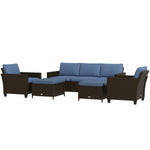5-Piece PE Rattan Patio Furniture Set – Outdoor Sofa, Chairs & Stools, Coffee