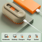 Electric steam pet brush base with USB charging cable and orange power button