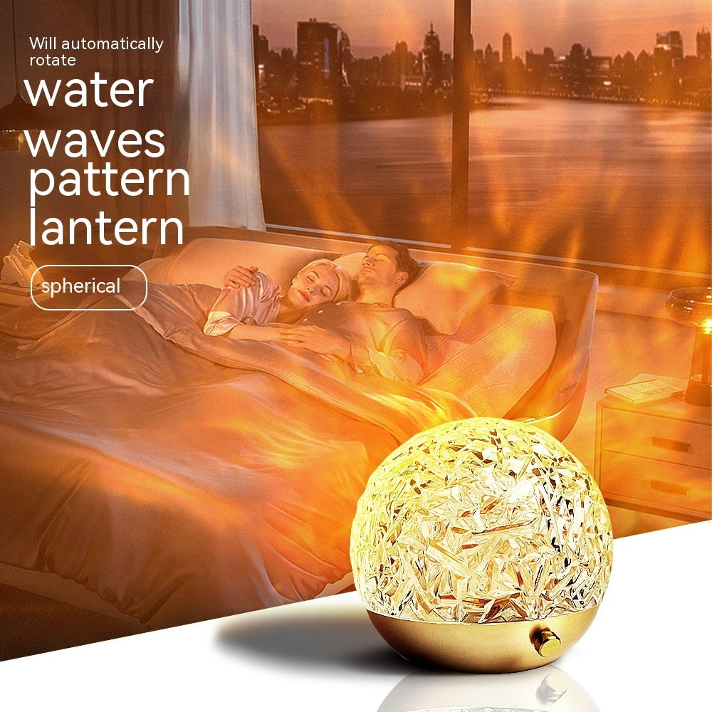 Nouvelle Veilleuse Projecteur Vagues d'Eau Lampe d'Ambiance Cristal Lumière d'Ambiance de Chevet Décoration de Chambre Esthétique Cadeau de Noël Lampes Coucher de Soleil