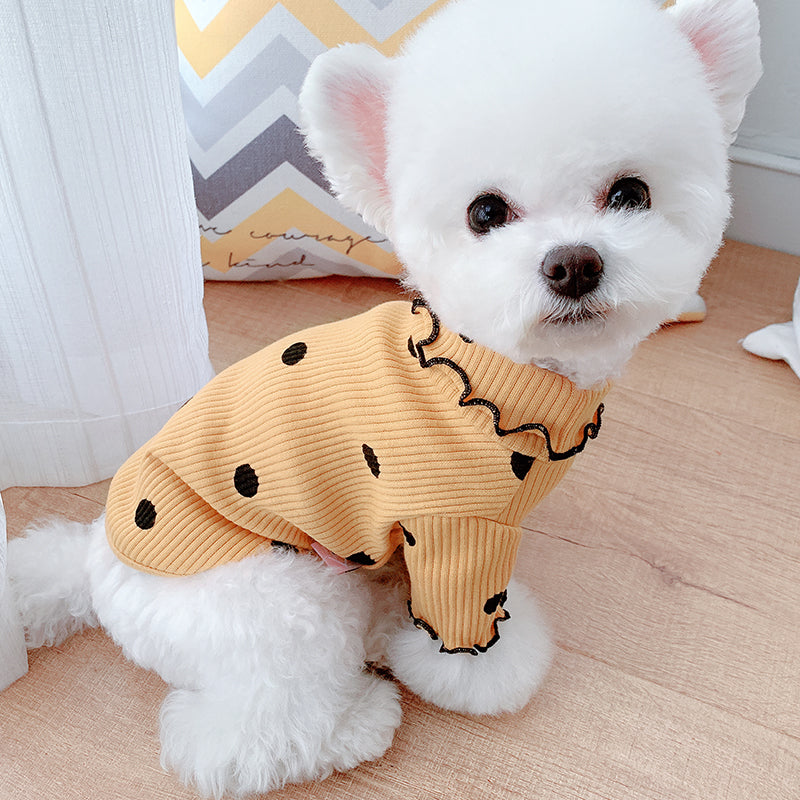 Col roulé à pois, gilet de corps pour chien