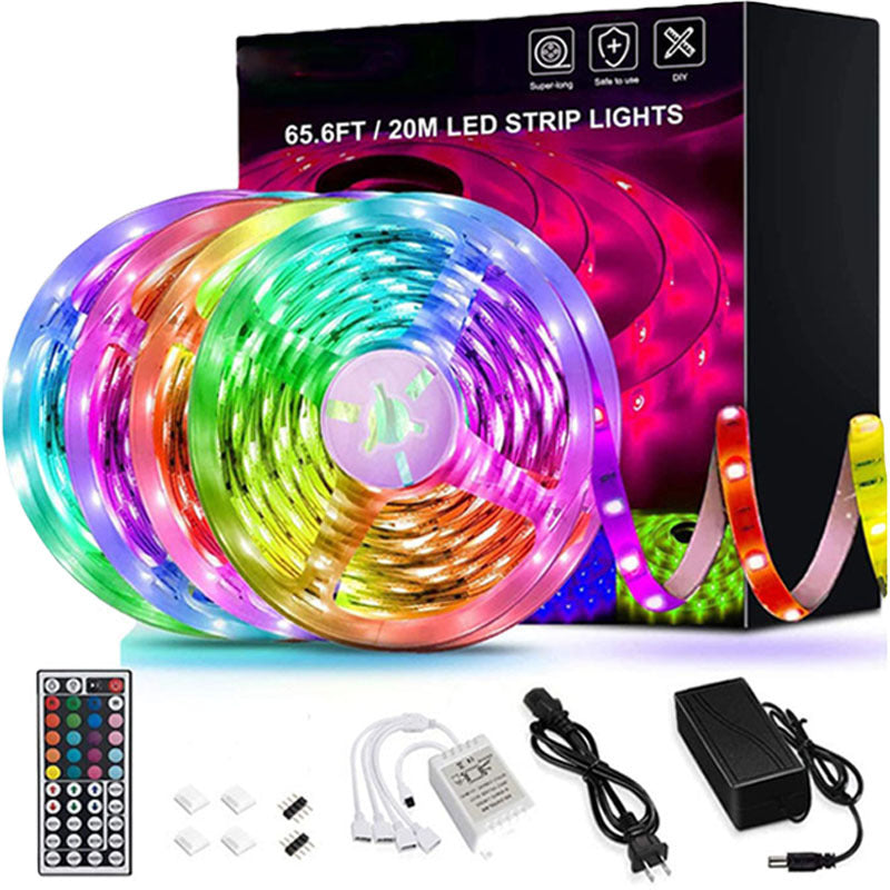Tira de Luces LED 5050 RGB Lámpara Cinta Flexible Diodo 5M Controlador Decoración de Habitación TV Computadora Retroiluminación Decoración Navidad