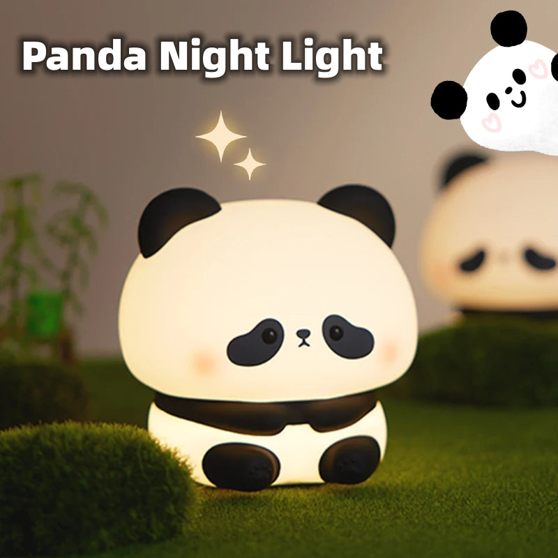 Luz de Noche LED de Panda, Lámpara de Noche de Silicona Linda, Recargable por USB, Lámpara de Noche Táctil para Dormitorio, Lámpara con Temporizador, Decoración, Regalo para Niños, Decoración del Hogar