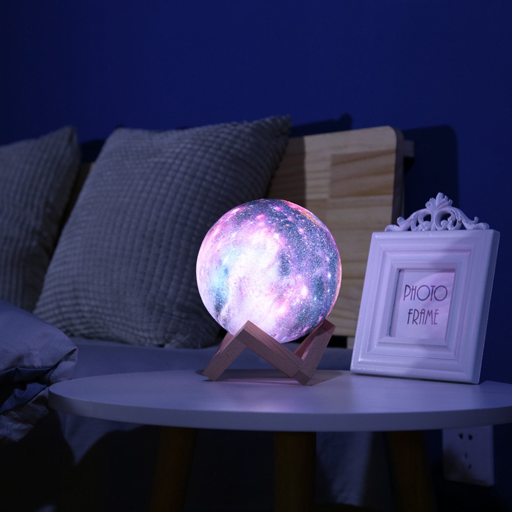 Lámpara de noche con impresión 3D lunar, pintura de luz, regalo creativo