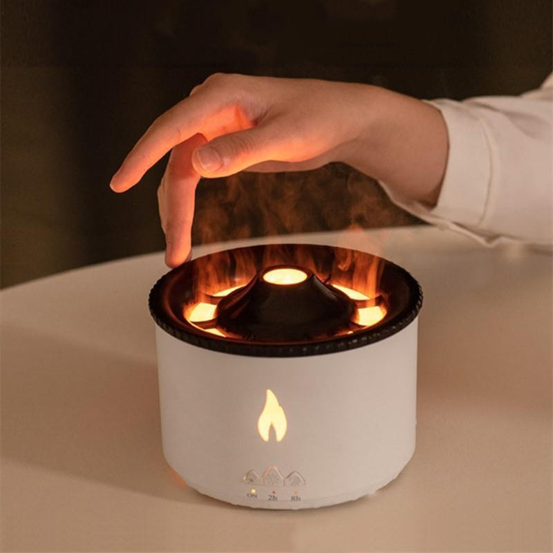 Humidificador creativo ultrasónico de aceites esenciales, máquina de aromaterapia de volcán, pulverizador de medusas, humidificador difusor de llama de aire