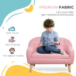 2-Seat Kids Sofa, Toddler Sofa Couch, Linen-Like Fabric & Wood Frame Sofa Chair For Ages 3-7, 11" High Seat, Pink