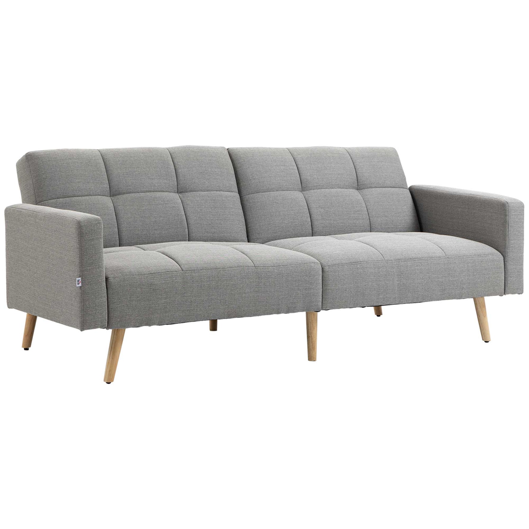 2-in-1 Convertible Sofa Bed 205x88cm – Linen-Look Grey Couch, Space-Saving Design