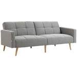 2-in-1 Convertible Sofa Bed 205x88cm – Linen-Look Grey Couch, Space-Saving Design