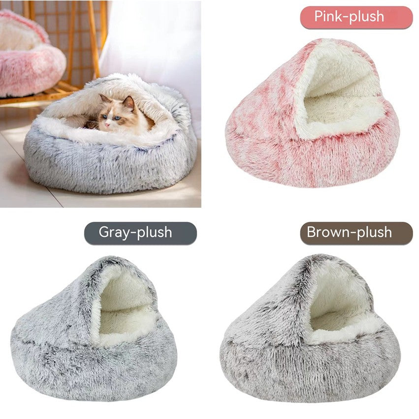 CozyNest Semi-Closed Cat Bed | All-Season Comfort for Small Dogs & Cats | Warm & Inviting Winter Retreat