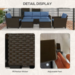 5-Piece PE Rattan Patio Furniture Set – Outdoor Sofa, Chairs & Stools, Coffee