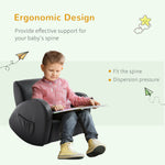 Kids Sofa Rocking Chair With Side Pocket, PU Leather Toddler Armchair For Children Grey