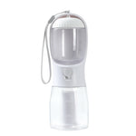 Portable pet water bottle cup with 300ml markings, white body and clear jug