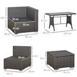 9-Seater Garden Rattan Furniture Set – 10-Piece Outdoor Sofa Set, Grey & Dusty Blue
