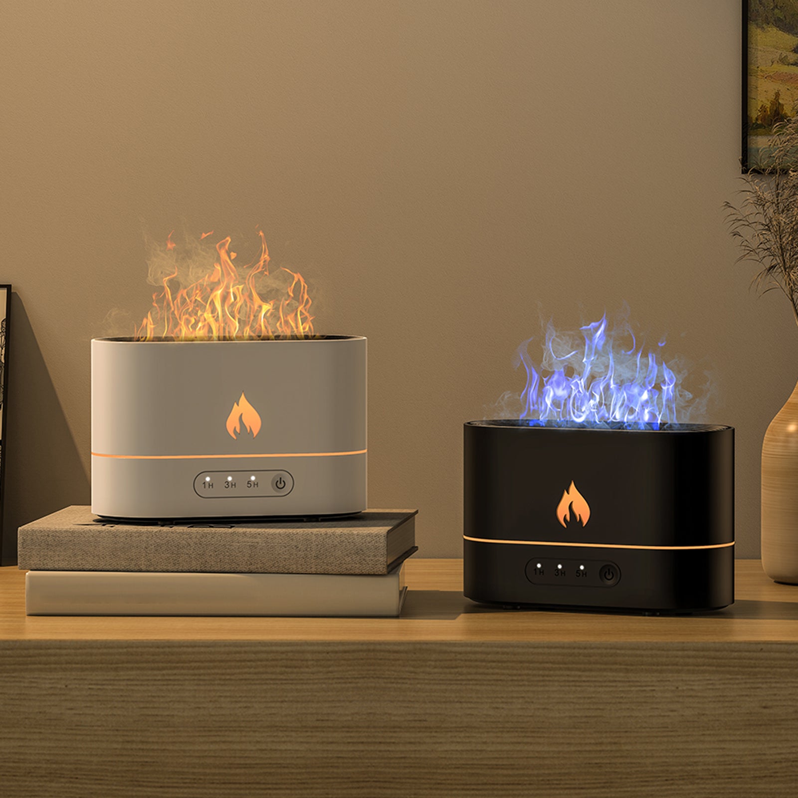 Máquina de aromaterapia Siming Flame para el hogar, dormitorio, luz de ambiente silenciosa, humidificador, difusor de llama, decoración del hogar