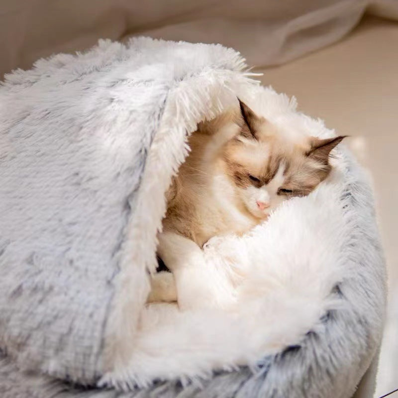 CozyNest Semi-Closed Cat Bed | All-Season Comfort for Small Dogs & Cats | Warm & Inviting Winter Retreat
