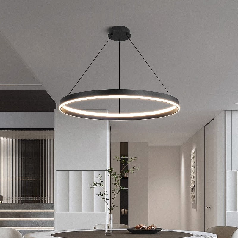 Lámpara de comedor LED anular es ligera y lujosa