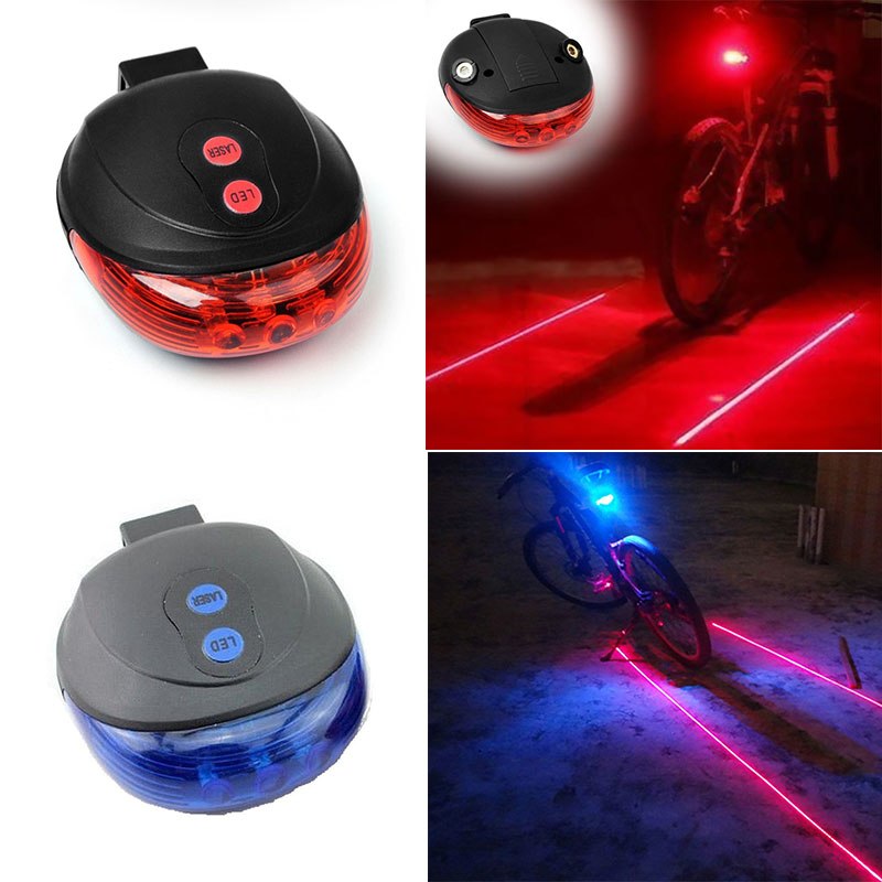 Luz trasera de bicicleta 5 LED 2 láser