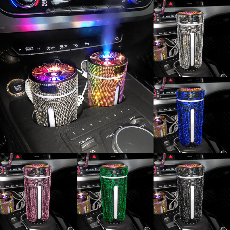 Humidificador de coche de lujo con diamantes, luz LED, difusor de coche, purificador de aire automático, difusor de aromaterapia, ambientador, accesorios de coche para mujer