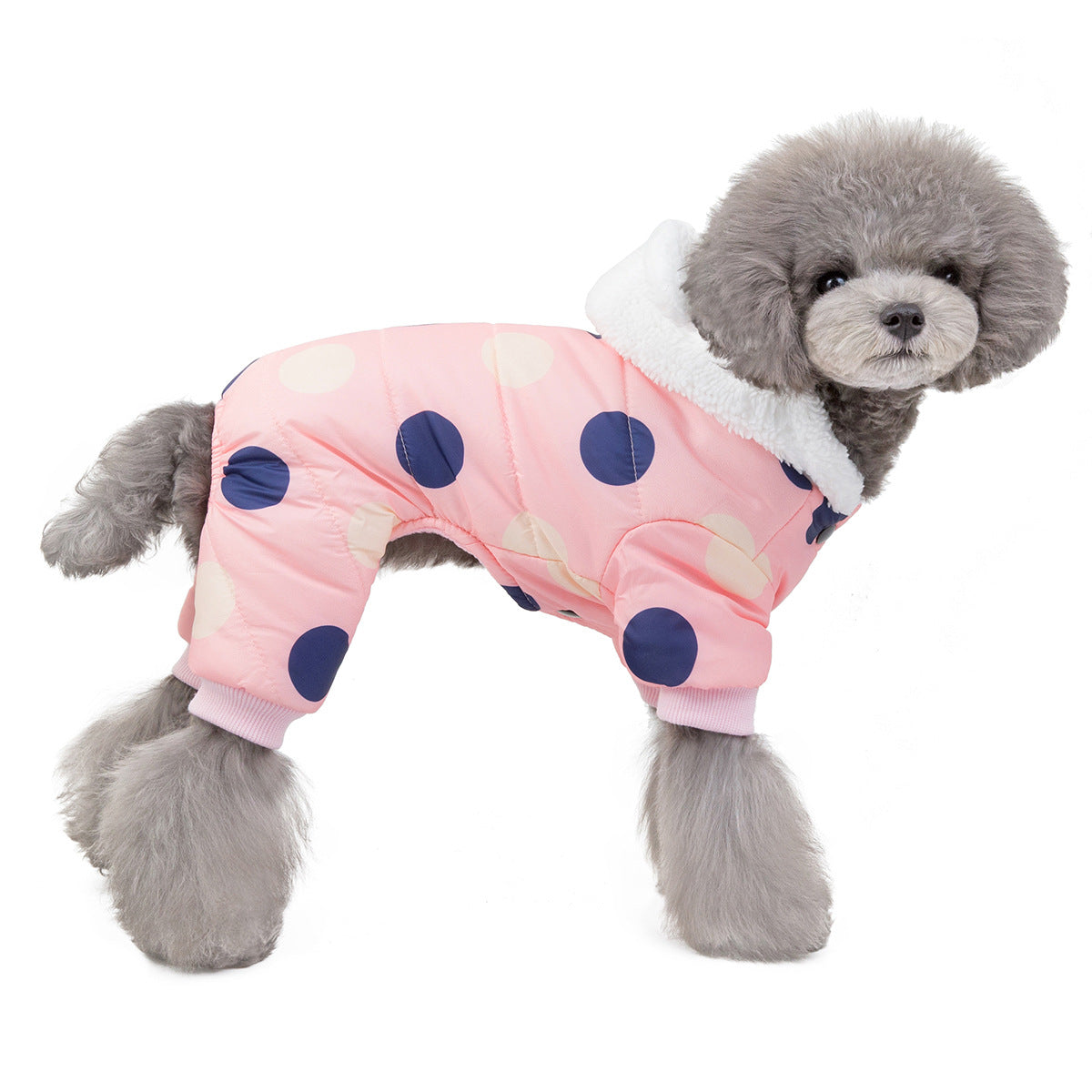 Polka Dot Four-Leg Cotton Dog Winter Coat – Warm Pet