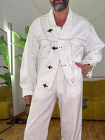 White Denim Jacket with Stylish Button Details and Long Sleeves by [Brand Name]