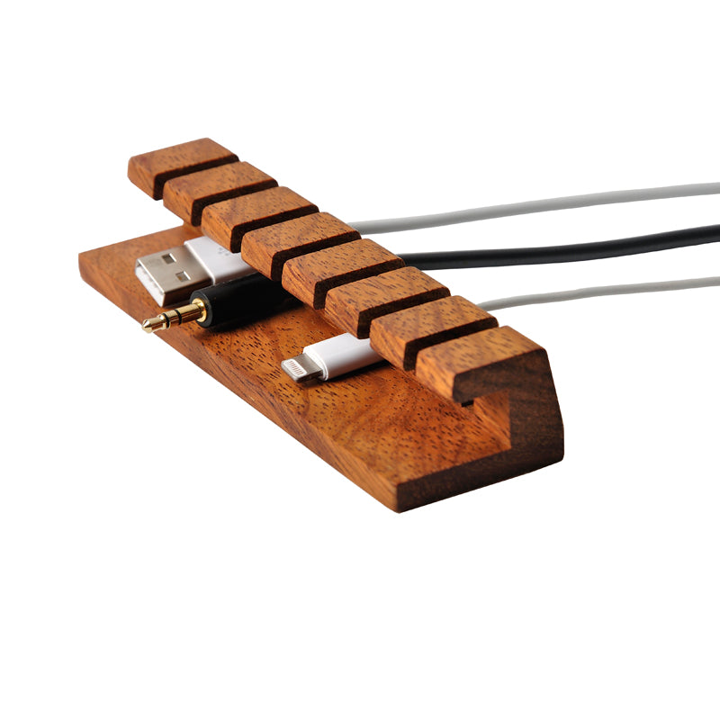 Desktop Wire Storage Box Solid Wood Organizer Data Charging Cable Fixing Device
