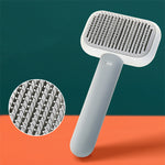 Pet grooming brush with stainless pins, white handle and white head