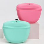 Pink and mint pet treat waist bags with silicone magnetic closure