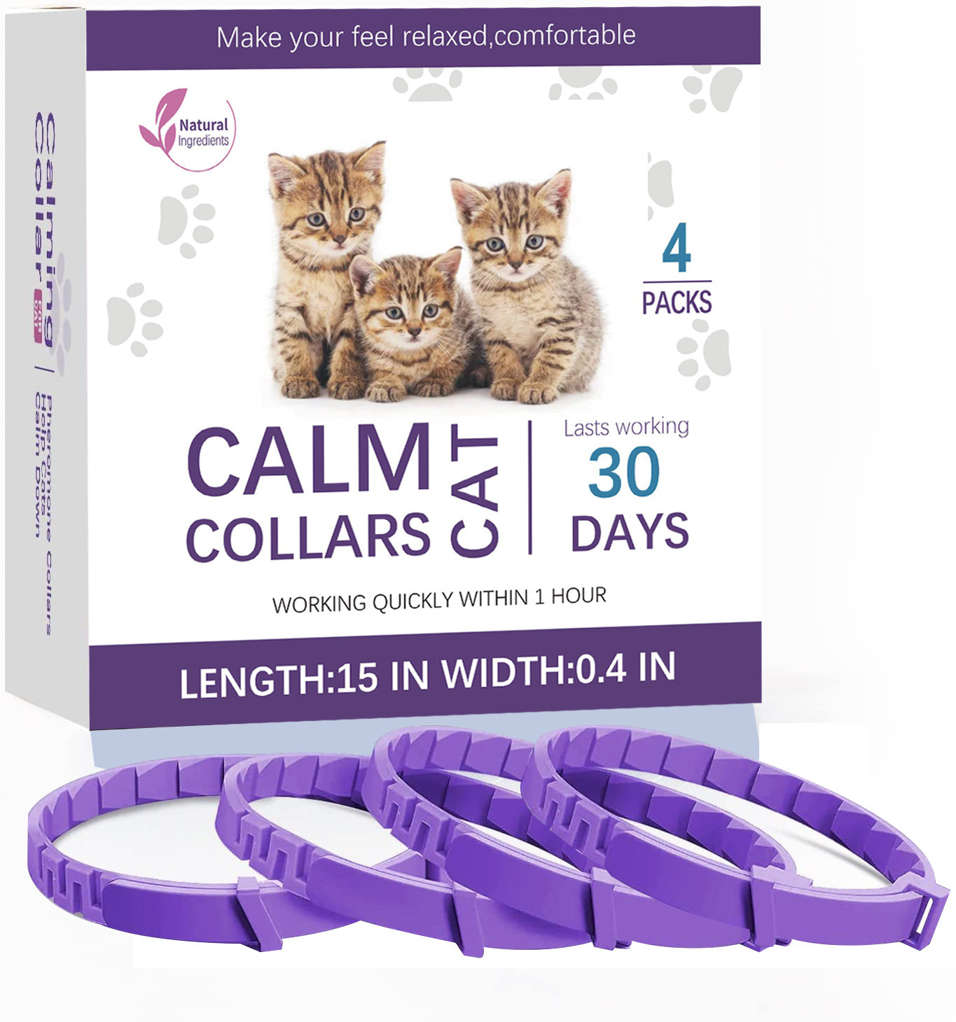 CalmPaws Pet Soothing Collar - Stress Relief for Cats with Natural Ingredients