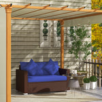 Outdoor Wicker Loveseat – 2-Seat PE Rattan Patio Sofa, Dark Blue