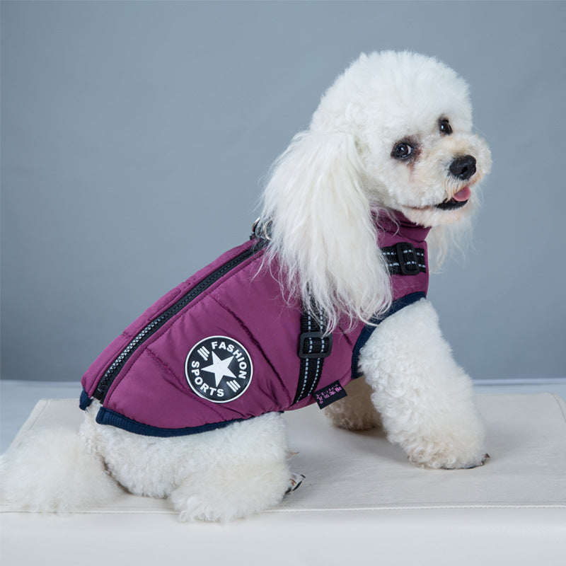 Pawsitive Vibes Waterproof Winter Dog Coat with Harness - Warm & Stylish Jacket for Big Dogs, Chihuahuas & Labradors