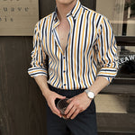 Men's Striped Long-Sleeve Shirt – Casual Polyester, Regular Fit