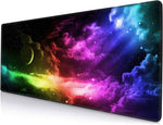 Colorful galaxy PU desk mouse pad, double-sided waterproof mat with rounded edges
