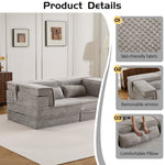 Compression Mahjong Sofa,Convertible Floor Sofa Bed,DIY Boneless Modular Sectional Sofa,No Assembly Required,Circle Fleece Fabric,Modern Oversized Loveseat,Light Grey