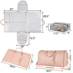Foldable waterproof duffle bag with open inner compartments and detachable end pouch